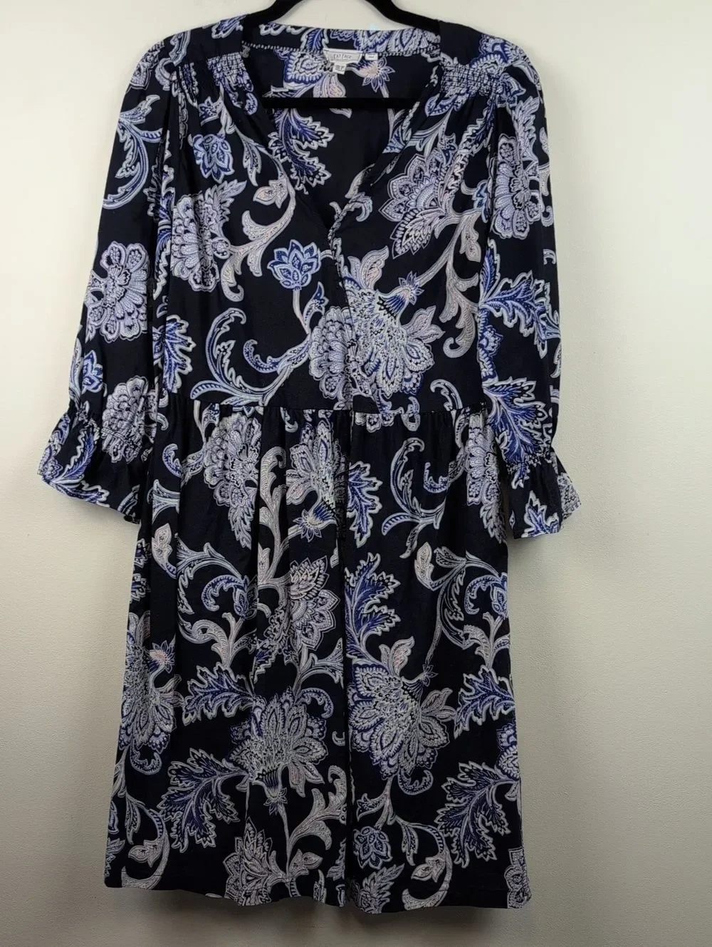 Fat Face Blue Maddox Palace Floral Dress Size 8 Cotton Comfy Easygoing